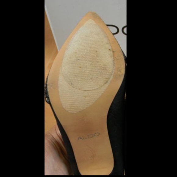 ALDO 7 BLACK SUEDE LEATHER SPARKLY RHINESTONE HEELS w BOX - Picture 4 of 10